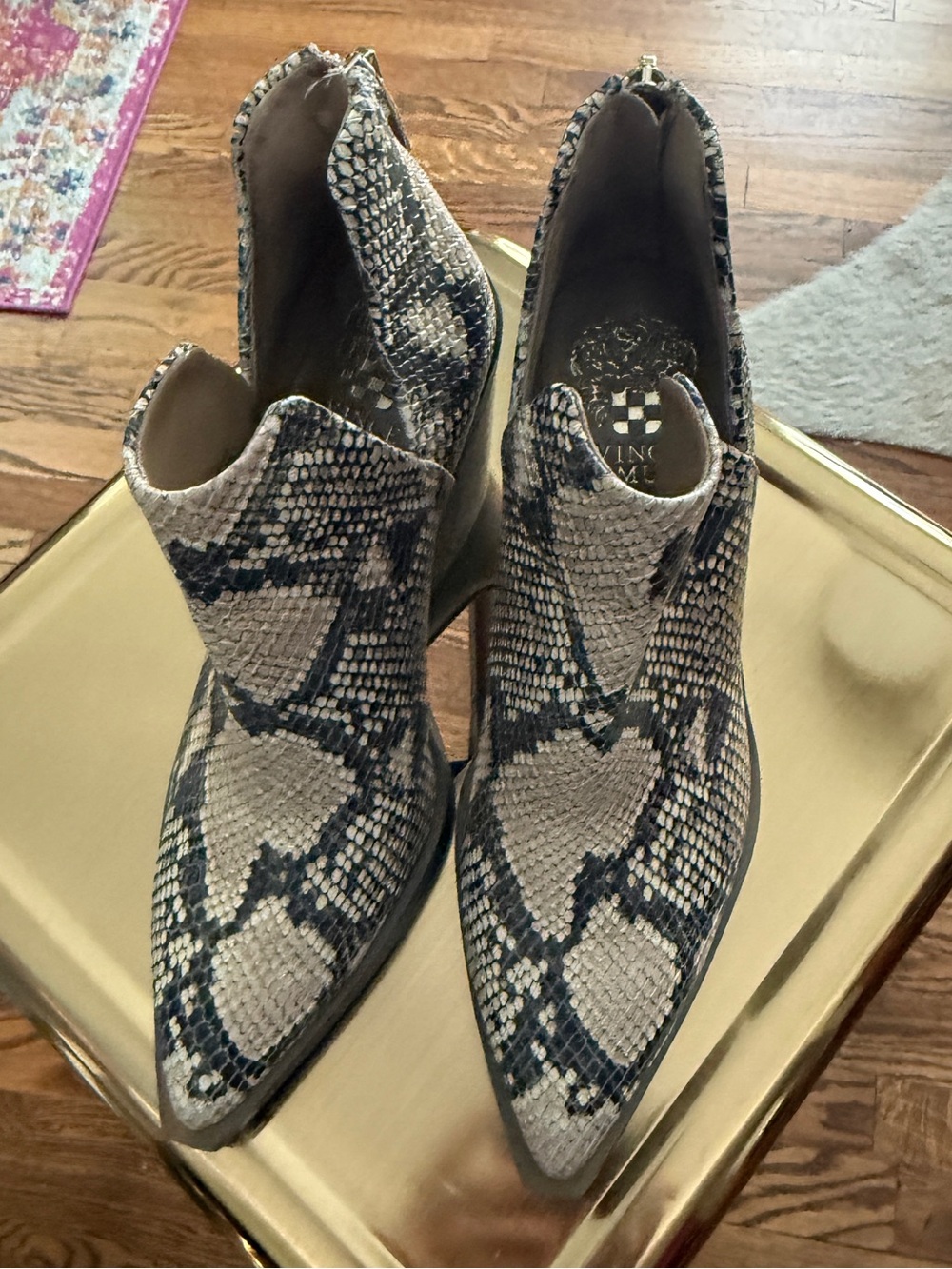 Vince Camuto snakeskin booties